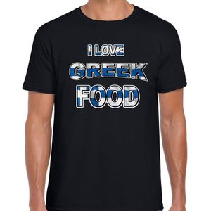 I love Greek food t-shirt zwart met kleuren Griekse vlag - heren - Grieks eten t-shirts