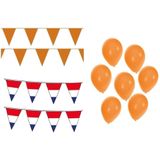 Ek Holland versiering voor Ek voetbal met ballonnen en totaal 60 meter vlaggenlijnen
