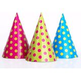 Kartonnen feest verjaardag hoedjes met stippen 12x stuks - Feestartikelen kinder feestjes