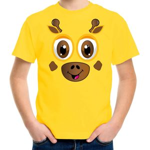 Bellatio Decorations dieren verkleed t-shirt kinderen - giraf gezicht - carnavalskleding - geel
