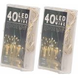 Set van 3x stuks draadverlichting lichtsnoeren met 40 lampjes warm wit 420 cm - Lichtdraden/lichtsnoeren - kerstverlichting