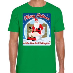 Fout Kerstshirt / t-shirt  - Merry shitmas who stole the toiletpaper - groen voor heren - kerstkleding / kerst outfit