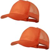 4x stuks oranje mesh baseballcap voor volwassenen. Oranje/Holland thema petjes. Koningsdag of Nederland fans supporters