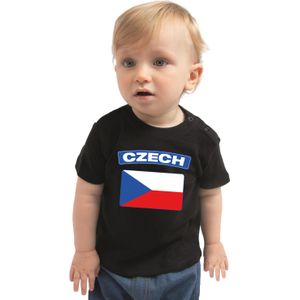 Czech baby shirt met vlag zwart jongens en meisjes - Kraamcadeau - Babykleding - Tsjechie landen t-shirt