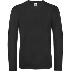 Basic longsleeve t-shirt - zwart - heren - katoen - 145 grams - basic zwarte lange mouwen shirts / kleding