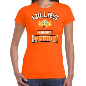 Bellatio Decorations oranje Koningsdag t-shirt - Willies crazy Kingsday fashion - dames