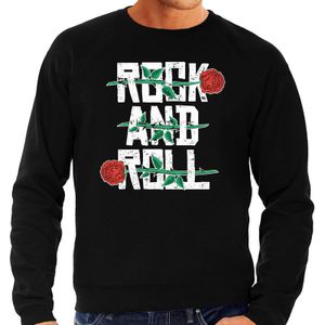 Rock and Roll sweater/trui zwart voor heren - muziek thema - Fifties / sixties - kleding / shirt