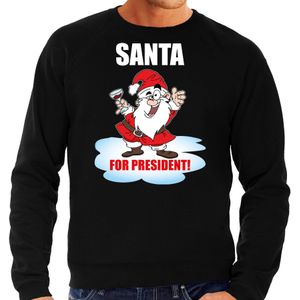 Santa for president Kerstsweater / Kerst trui zwart voor heren - Kerstkleding / Christmas outfit