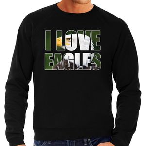 Tekst sweater I love eagles met dieren foto van een arend vogels zwart voor heren - cadeau trui arenden liefhebber