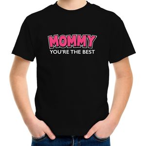 Mommy youre the best / mama jij bent de beste cadeau t-shirt - zwart met roze en witte letters - kinderen - unisex - jongens / meisjes - moederdag / mama kado