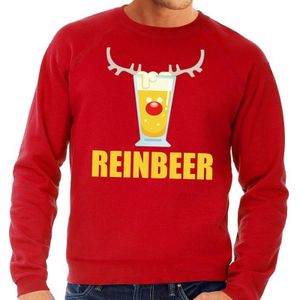 Foute kersttrui / sweater met bierglas Reinbeer rood voor heren - Kersttruien