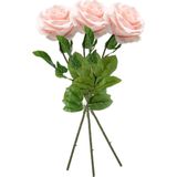3x Perzik roze rozen Marleen kunstbloemen 63 cm - Woondecoratie/accessoires - Kunstbloemen - Nepbloemen - Kunsttakken - Roos/rozen