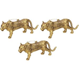 6x Kersthangers figuurtjes gouden luipaard 12,5 cm - Dieren thema kerstboomhangers