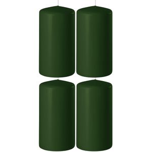 4x Donkergroene cilinderkaarsen/stompkaarsen 6 x 10 cm 36 branduren - Geurloze kaarsen donkergroen - Woondecoraties