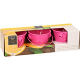 Decoris Citronella kaarsen - in zink potje - set 3x - roze - 5 branduren