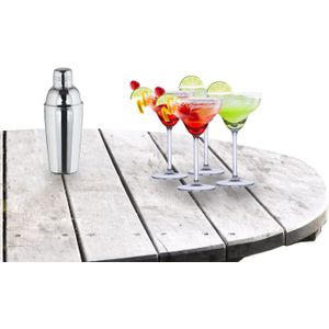 Alpina - Cocktailshaker 500 ML met 4x Margarita cocktailglazen 250 ml