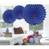 8x Decoratie waaier blauw 45 cm