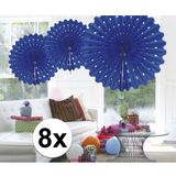 8x Decoratie waaier blauw 45 cm