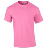 Set van 2x stuks roze katoenen shirts voor volwassenen/heren - Midden roze - 100% katoen - 200 grams kwaliteit, maat: L (40/52)