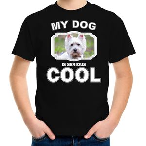 West terrier honden t-shirt my dog is serious cool zwart - kinderen - West terriers liefhebber cadeau shirt - kinderkleding / kleding