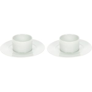 Set van 8x eierdopjes van porselein wit 11 cm - Houders voor gekookte eieren - Ontbijt en lunch Pasen tafeldecoratie