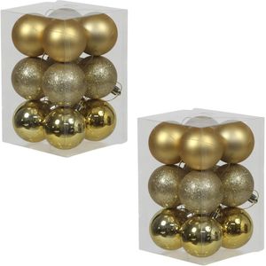 24x Gouden kunststof kerstballen 6 cm - Glans/mat/glitter - Onbreekbare plastic kerstballen goud