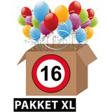 Verkeersbord 16 jaar feestartikelen pakket XL