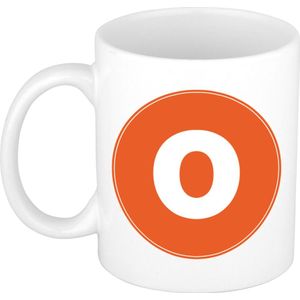 Mok / beker met de letter O oranje bedrukking voor het maken van een naam / woord - koffiebeker / koffiemok - namen beker