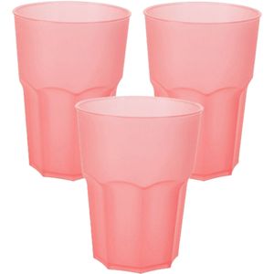 Limonade/drinkbeker onbreekbaar kunststof - 24x - rood - 480 ml - 12 x 9 cm - camping bekers