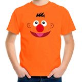 Oranje cartoon knuffel gezicht verkleed t-shirt oranje voor kinderen - Carnaval fun shirt / kleding / kostuum