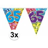 3x Mini vlaggenlijn / slinger - verjaardag 65  jaar - 300 cm