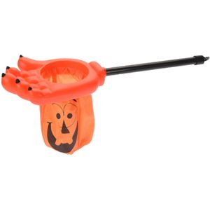 Trick or treat snoep zak pompoen met handvat oranje 53 x 14 cm - Halloween snoep ophalen