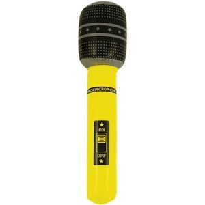 Opblaasbare microfoon neon geel 40 cm - Speelgoed microfoon - Popster verkleed accessoire - Feestartikelen