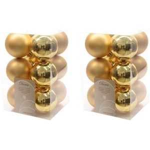 24x Gouden kunststof kerstballen 6 cm - Mat/glans - Onbreekbare plastic kerstballen - Kerstboomversiering goud