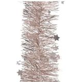 3x stuks kerstslingers sterren lichtroze 10 cm breed x 270 cm - Guirlandes folie lametta - Lichtroze kerstboom versieringen