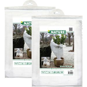 Nature plantenhoes XL - 2x stuks - H10 m x D64 cm - wit - anti-vorst beschermhoes - H1000 x D64 cm