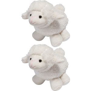 Set van 6x Stuks Pluche Knuffel Lammetje/Schaap van 16 cm - Kleine Schaapjes/Schapen Knuffelbeesten