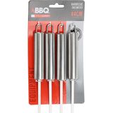 BBQ spiezen - 4x stuks - RVS - 44 cm - vleespennen voor vlees - barbecue accessoires