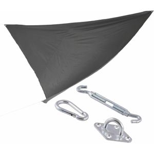 Schaduwdoek/zonnescherm driehoek zwart 3,6 x 3,6 x 3,6 meter - inclusief bevestiging haken set