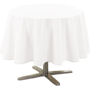 Wit tafelkleed van polyester met formaat rond 180 cm - Basic eettafel tafelkleden