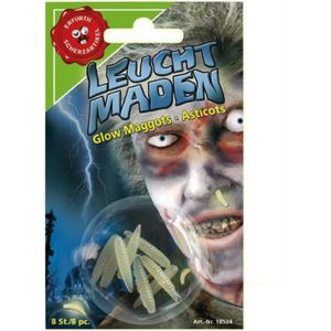 8x stuks Glow in the dark maden - Halloween/horror - Enge beestjes - Nep maden/wormen