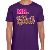 Bellatio Decorations verkleed t-shirt voor heren - Mr. Fout met panterprint - paars/roze - carnaval