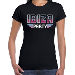 Ibiza party feest t-shirt zwart voor dames - zwarte 70s/80s/90s disco/feest shirts/Ibiza party