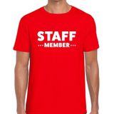 Staff member tekst t-shirt rood heren - evenementen crew / personeel shirt
