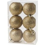 Kerstversiering set glitter kerstballen in het goud 6 en 8 cm pakket - 30x stuks