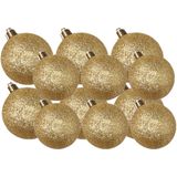 Kerstversiering set glitter kerstballen in het goud 6 en 8 cm pakket - 30x stuks