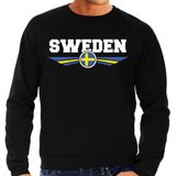 Zweden / Sweden landen sweater met Zweedse vlag - zwart - heren - landen sweater / kleding - EK / WK / Olympische spelen outfit