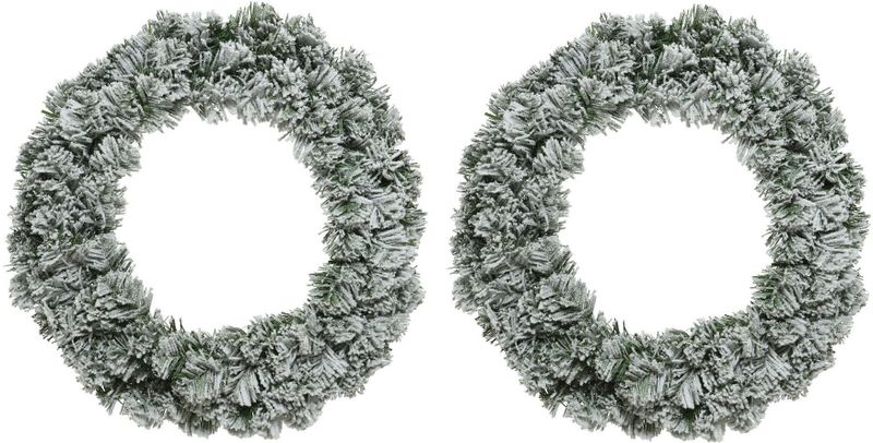 2x stuks kerstkransen/dennenkransen groen met sneeuw 35 cm - Dennenkransen/ deurkransen kerstversiering (cadeaus & gadgets) | € 18 bij Shoppartners.nl  | beslist.nl