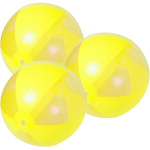 10x stuks opblaasbare strandballen plastic geel 28 cm - Strand buiten zwembad speelgoed