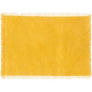 Secret de Gourmet placemats Kenya - 1x - geel - 45 x 30 cm - katoen - met franjes